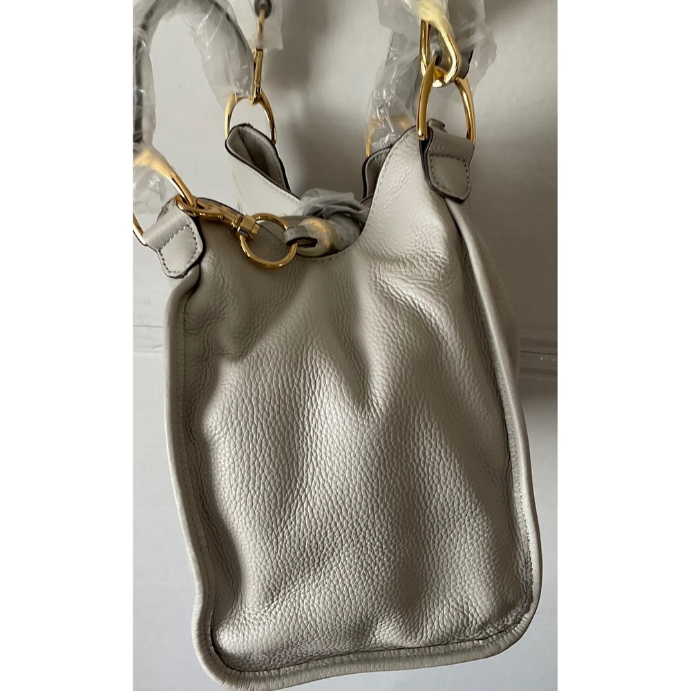 GILI Pebble Leather Hobo Bag Off-White Gold Hardware Adjustable Straps NEW - Picture 5 of 15